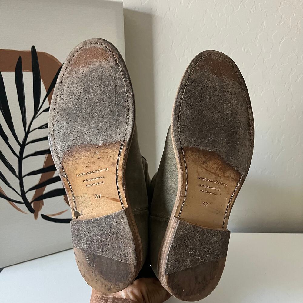 Isabel Marant Crisi Olive Green Suede Leather Ankle‎ Boots Women’s Size 37 - Picture 6 of 7